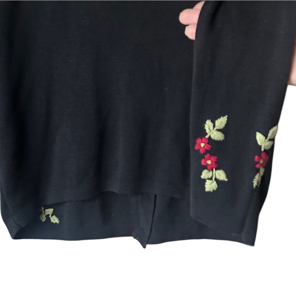 Joseph A. Black Silk Embroidered Floral Cardigan | 100% Silk | Size L - Picture 3 of 10